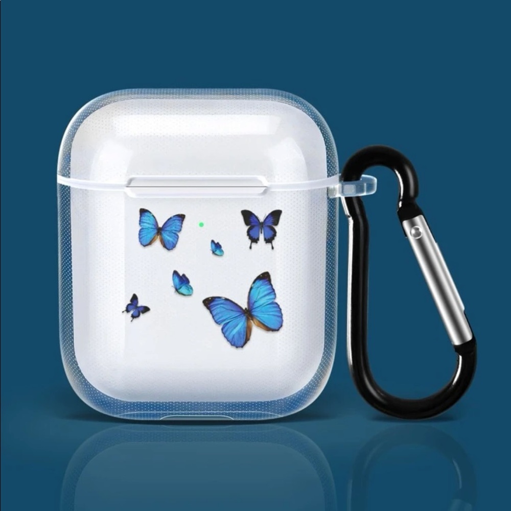 NWOT | Apple AirPods Case | Blue Butterfly with Key Clip (Gen 2 compatible)